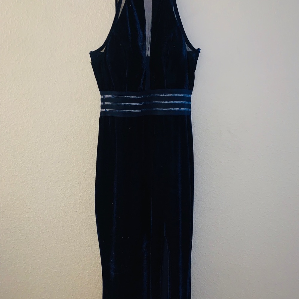 David’s Bridal wedding/prom dress, blue velvet. - Picture 2 of 4